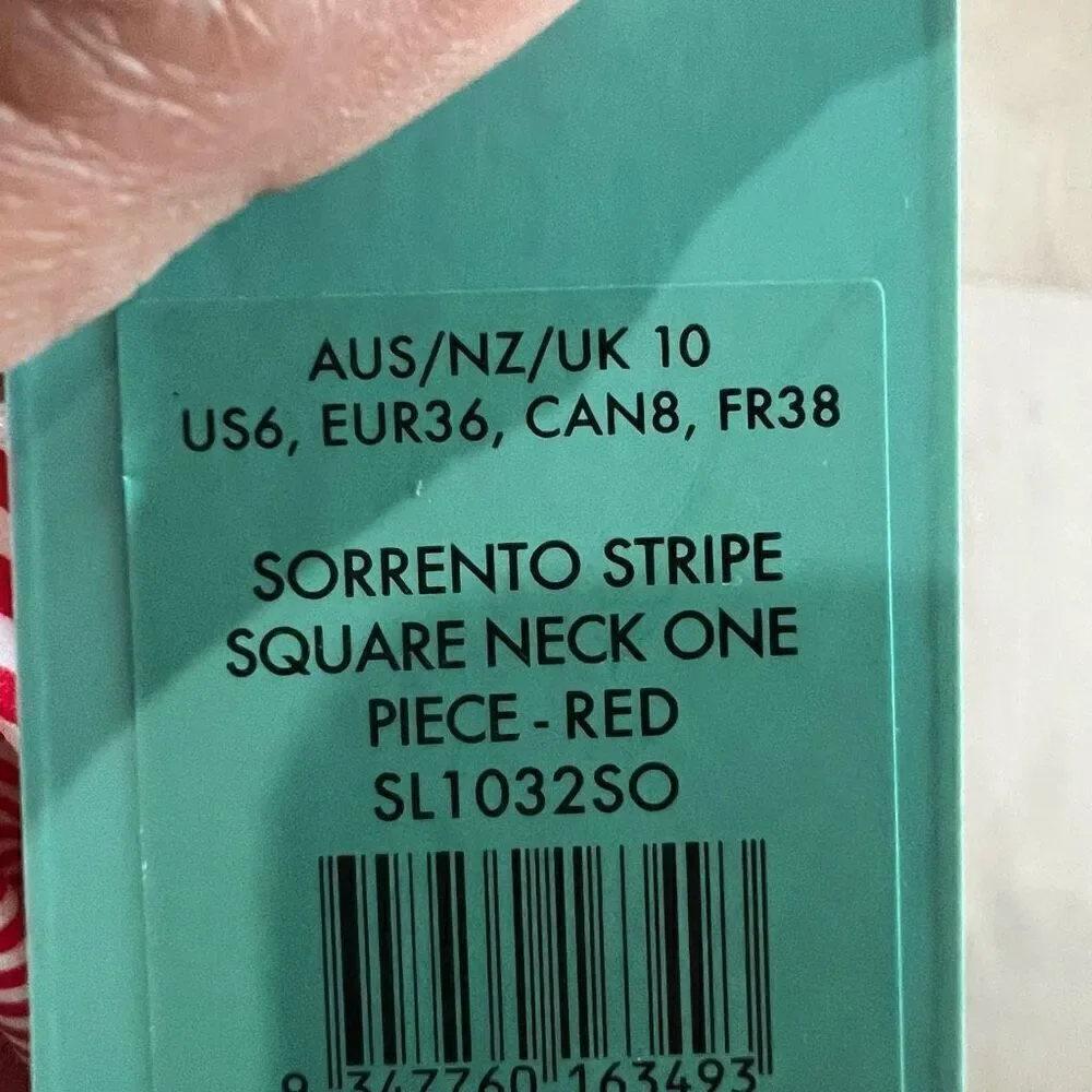 Sea level SORRENTO STRIPE SQUARE NECK ONE PIECE - RED size 6